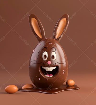 Ovo De Chocolate Cartoon Com Orelhas Fofas De Coelho 12