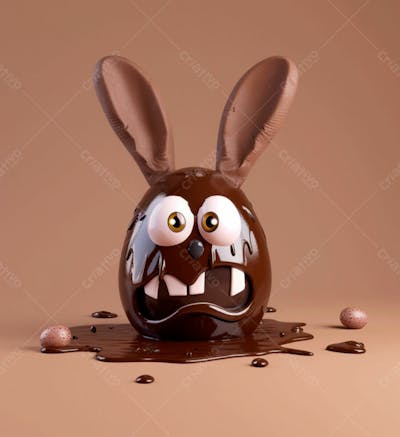 Ovo De Chocolate Cartoon Com Orelhas Fofas De Coelho 14