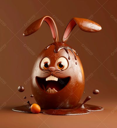 Ovo De Chocolate Cartoon Com Orelhas Fofas De Coelho 18