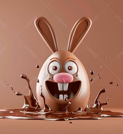 Ovo De Chocolate Cartoon Com Orelhas Fofas De Coelho 19
