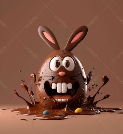 Ovo De Chocolate Cartoon Com Orelhas Fofas De Coelho 20