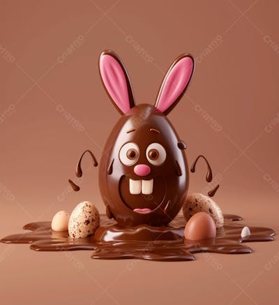 Ovo De Chocolate Cartoon Com Orelhas Fofas De Coelho 21