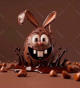 Ovo de chocolate cartoon com orelhas fofas de coelho 22
