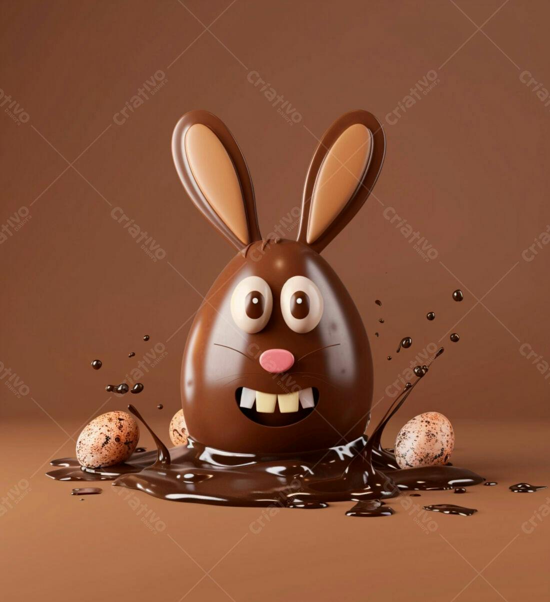 Coelho de chocolate derretido Páscoa