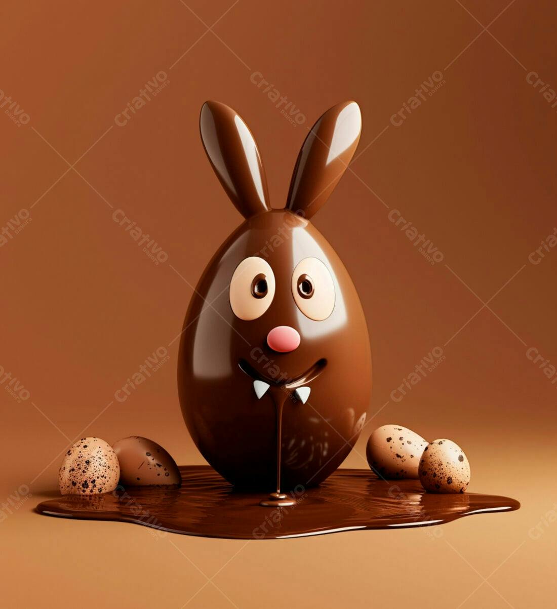 Ovo de Páscoa coelhinho chocolate derretido