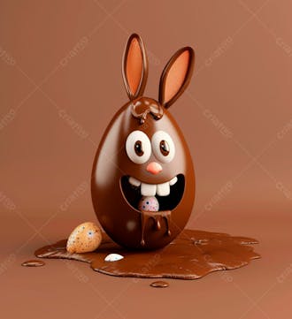 Ovo de chocolate cartoon com orelhas fofas de coelho 26