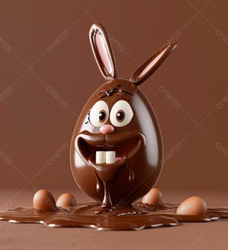 Ovo de chocolate cartoon com orelhas fofas de coelho 27