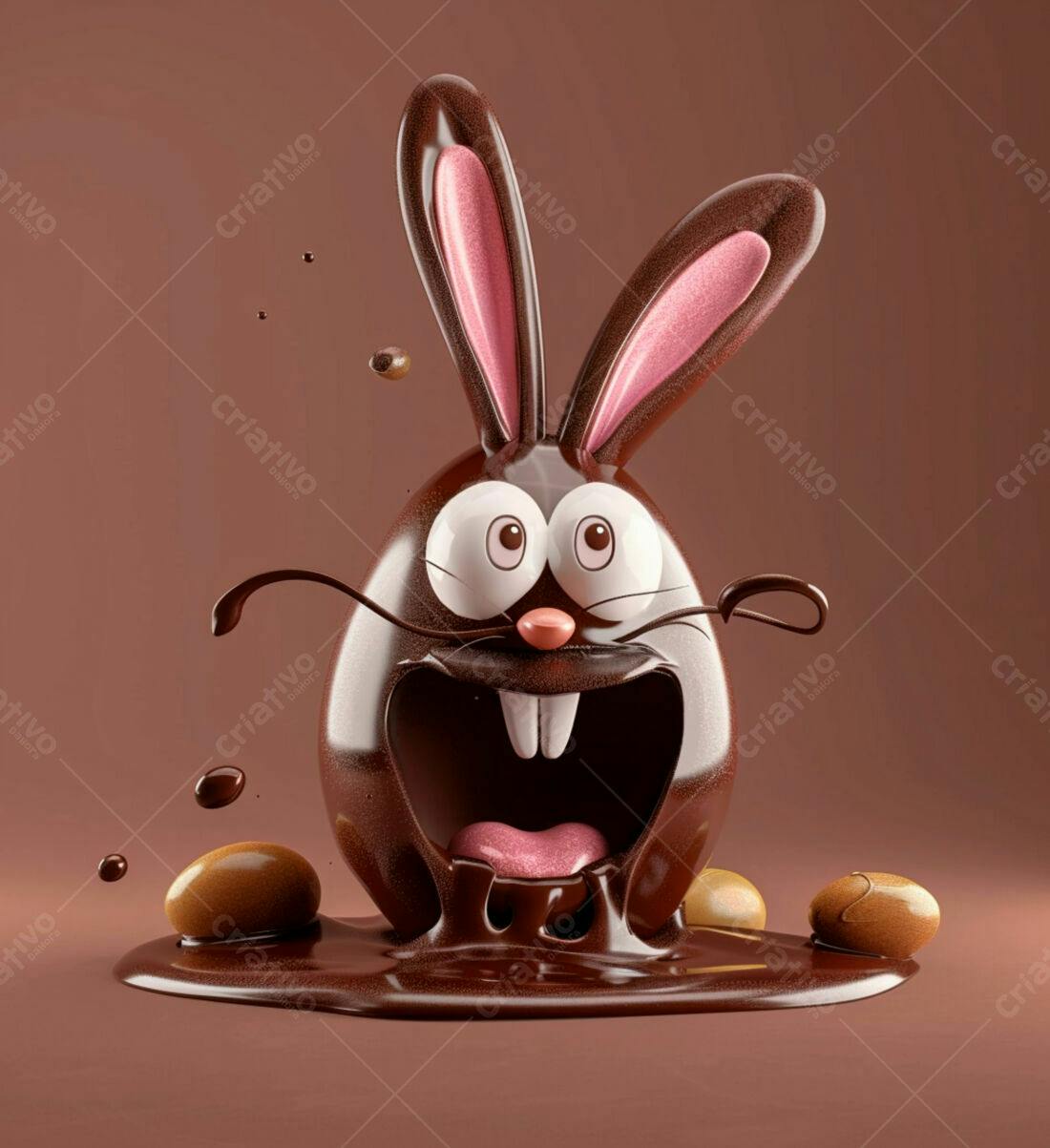 Coelho de Páscoa de chocolate derretido