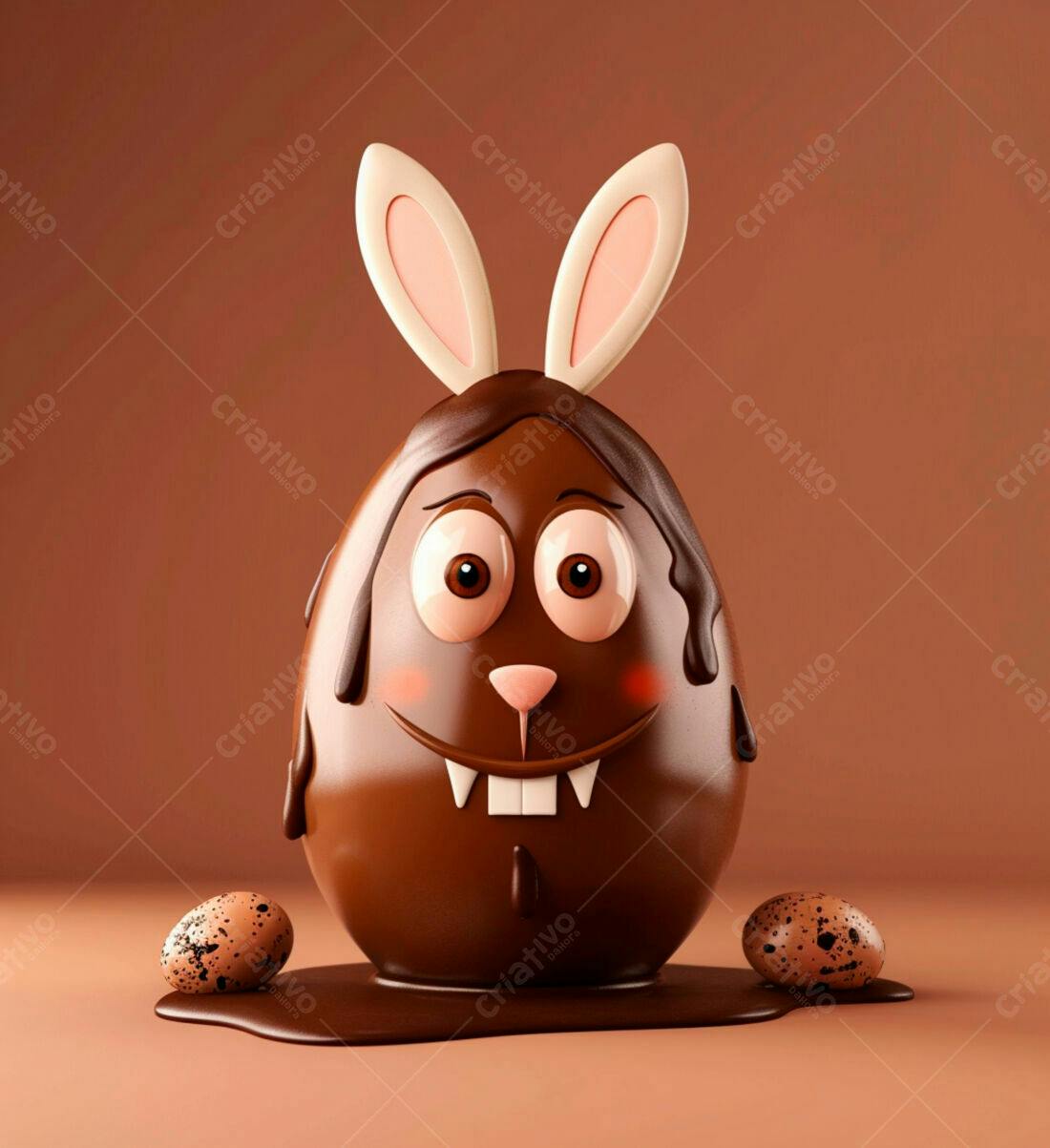 Ovo de Chocolate com orelhas de coelho para Páscoa