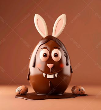 Ovo de chocolate cartoon com orelhas fofas de coelho 31