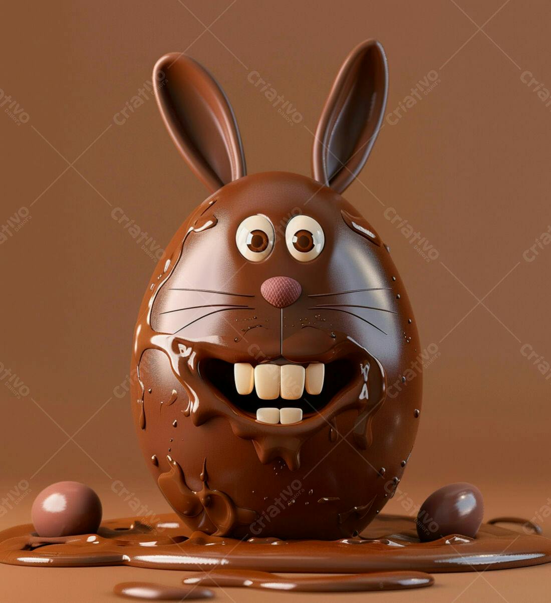 Ovo de Páscoa coelhinho chocolate derretido