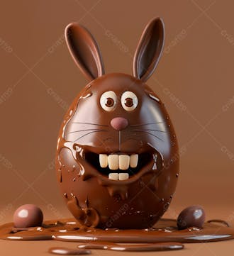 Ovo de chocolate cartoon com orelhas fofas de coelho 32