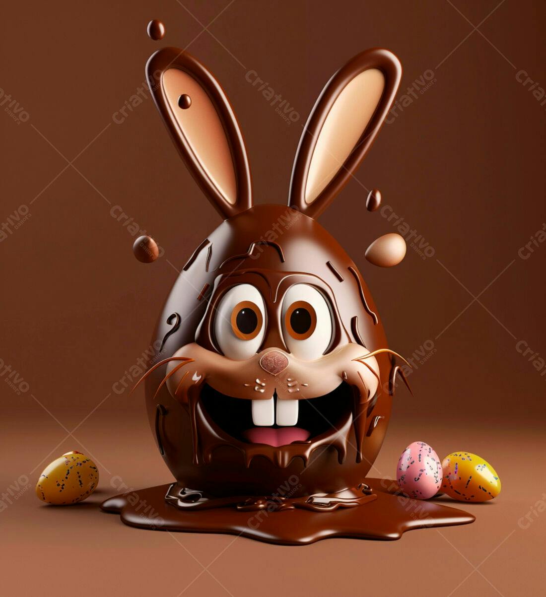 Coelho de chocolate derretido Páscoa