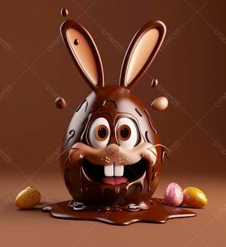 Ovo de chocolate cartoon com orelhas fofas de coelho 34