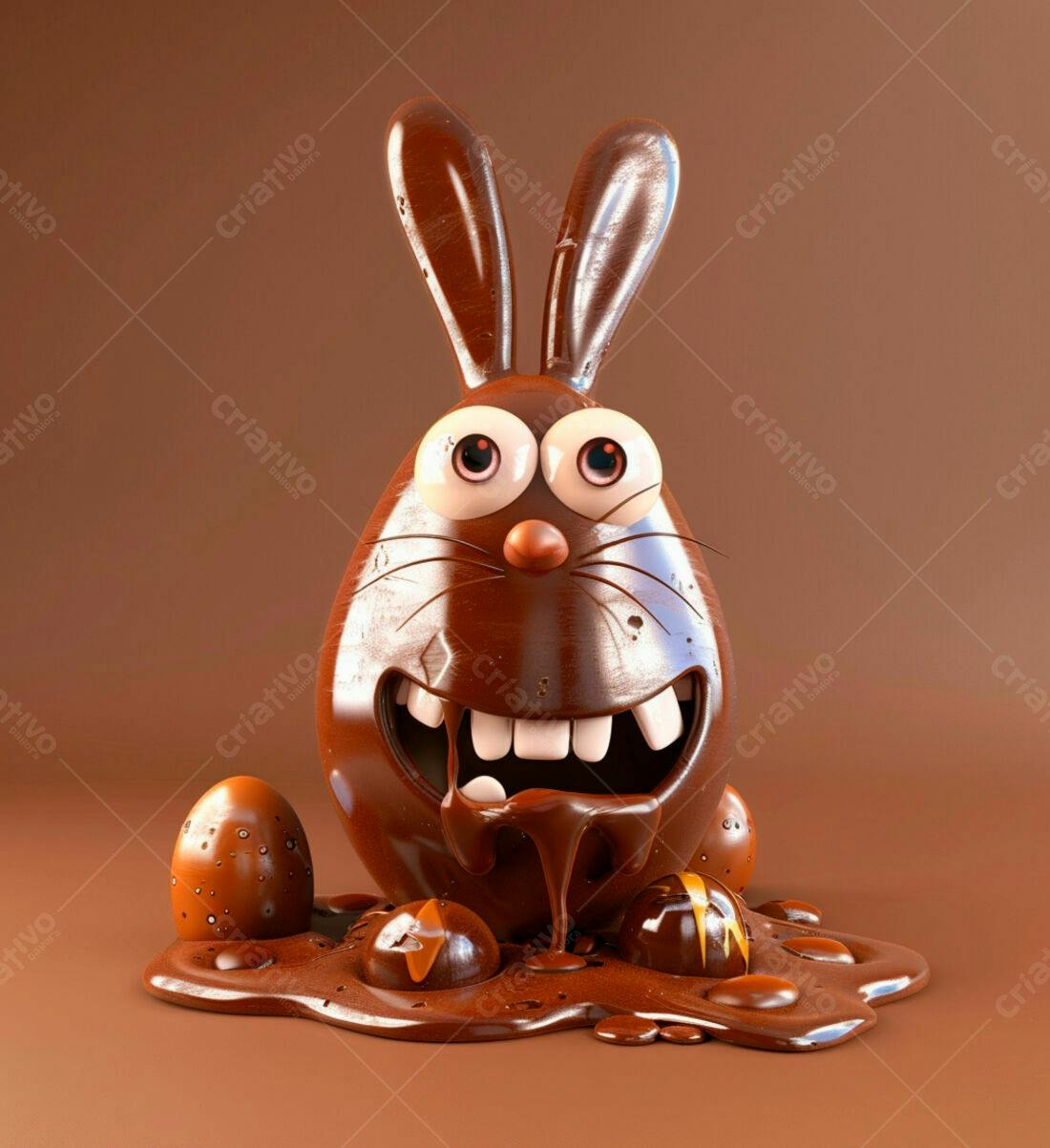 Coelho de chocolate derretido Páscoa