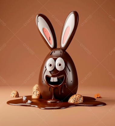 Ovo de chocolate cartoon com orelhas fofas de coelho 46