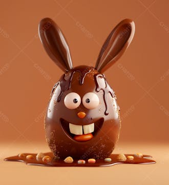 Ovo de chocolate cartoon com orelhas fofas de coelho 47