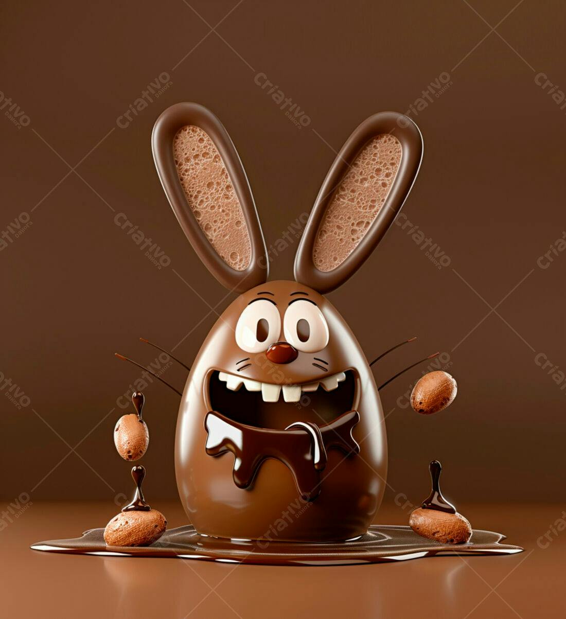 Coelho de Páscoa de chocolate derretido