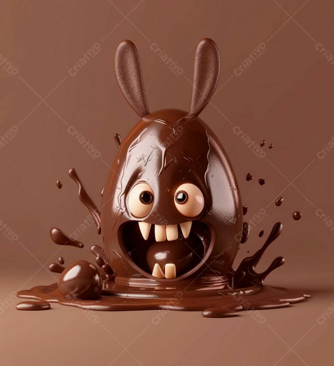 Ovo de Páscoa de Chocolate com Cara de Coelho