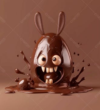 Ovo de chocolate cartoon com orelhas fofas de coelho 49