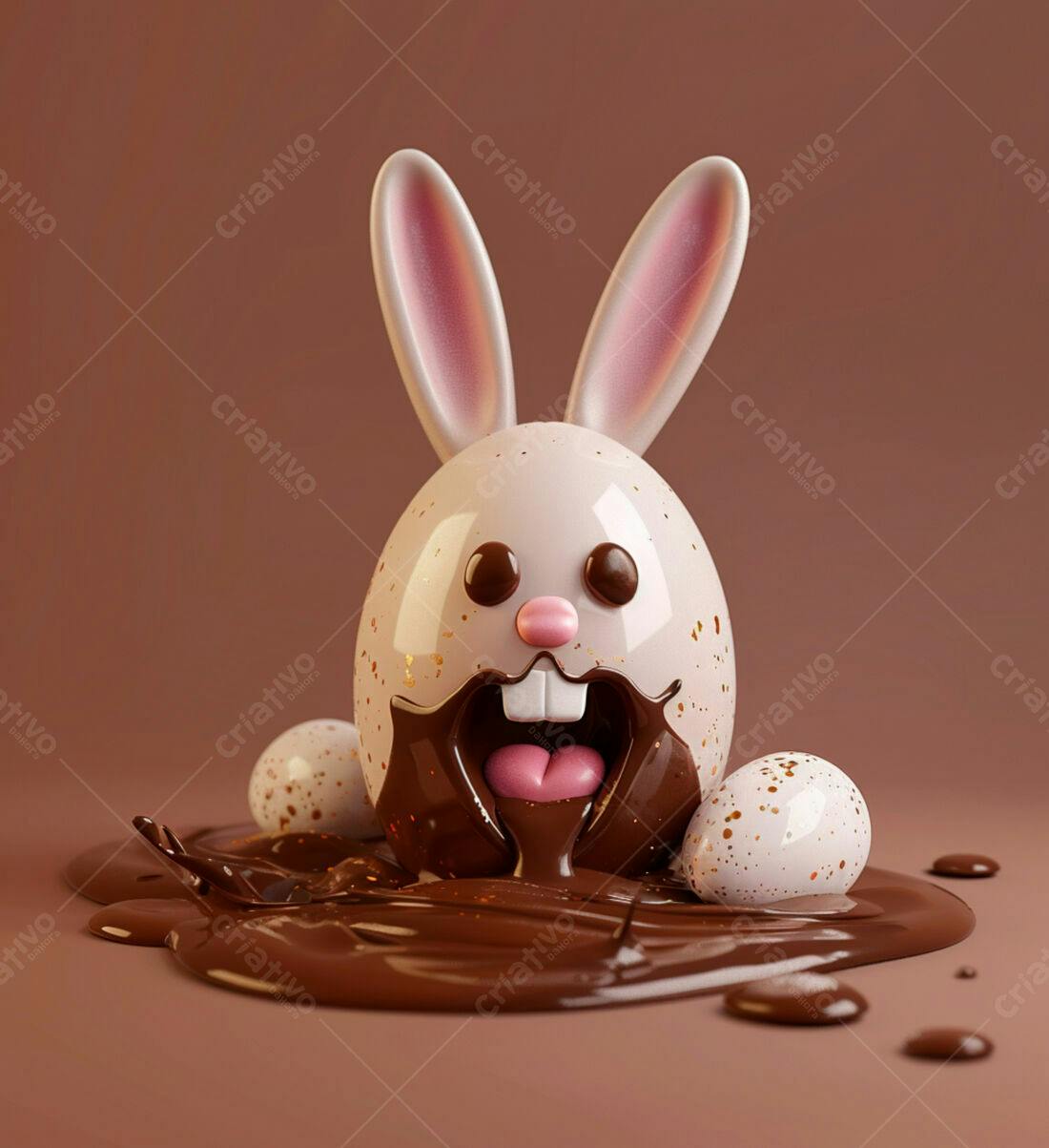 Coelho de Páscoa em chocolate derretido