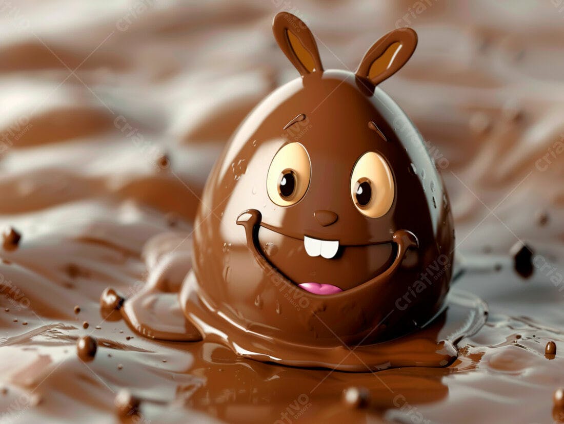 Ovo de Páscoa coelhinho chocolate derretido