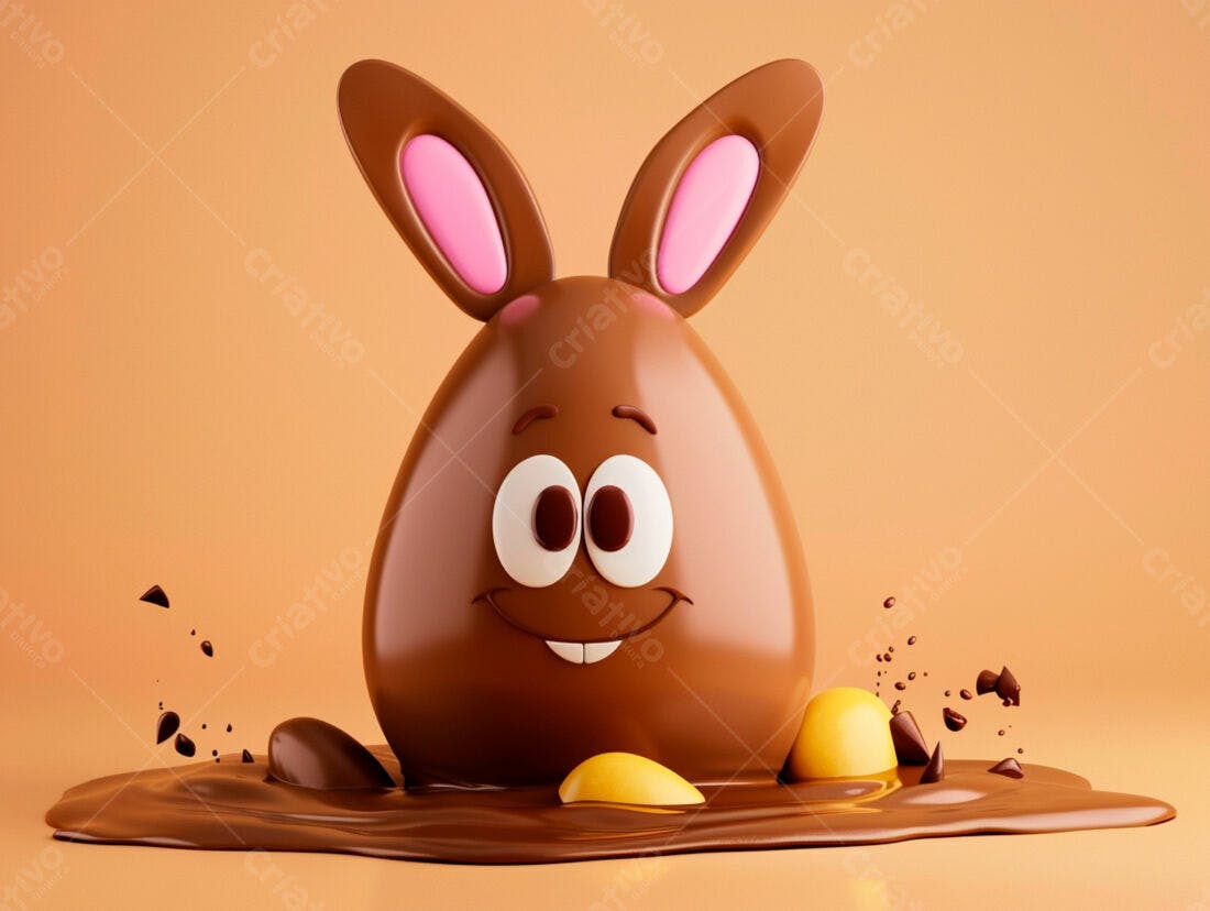 Ovo de Páscoa de chocolate com orelhas de coelho