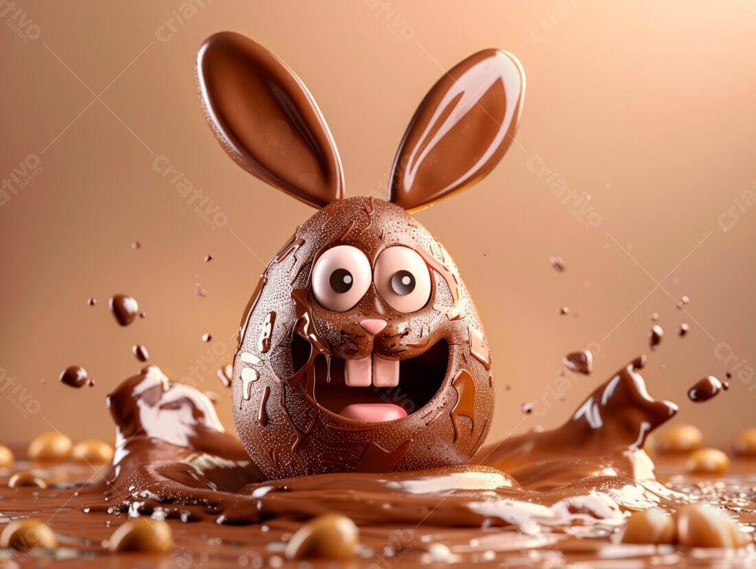 Coelho de chocolate na Páscoa em calda