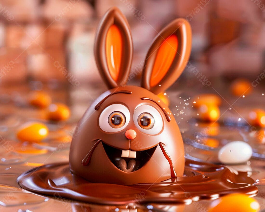 Coelho de Páscoa de chocolate derretido