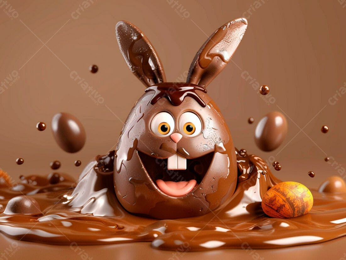 Coelho de chocolate na Páscoa em calda