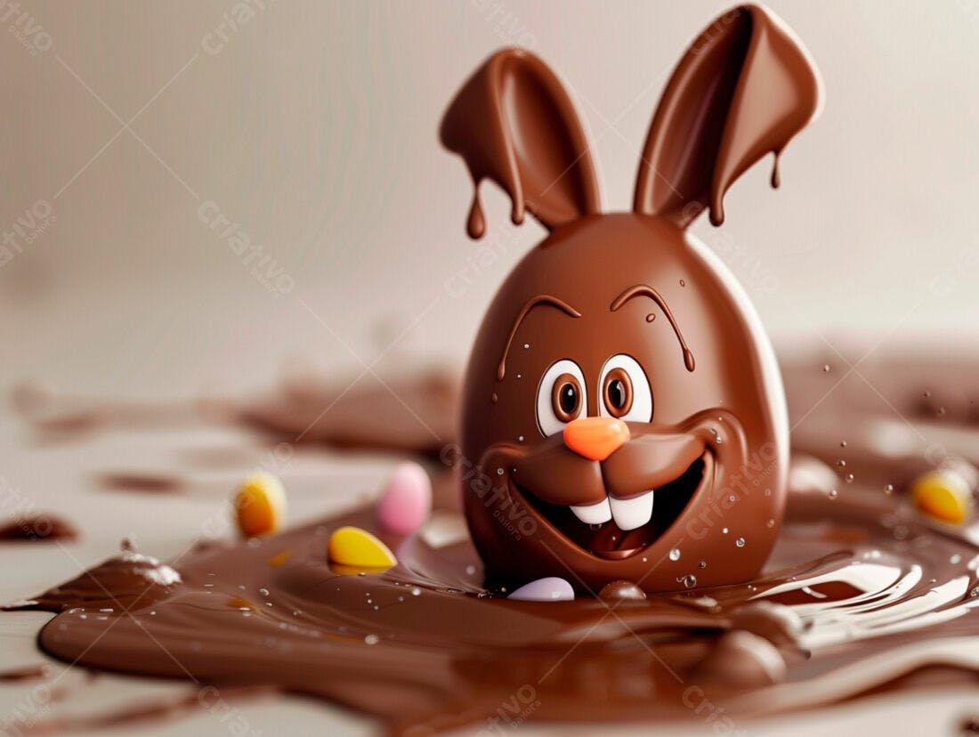 Coelho de chocolate na Páscoa em calda