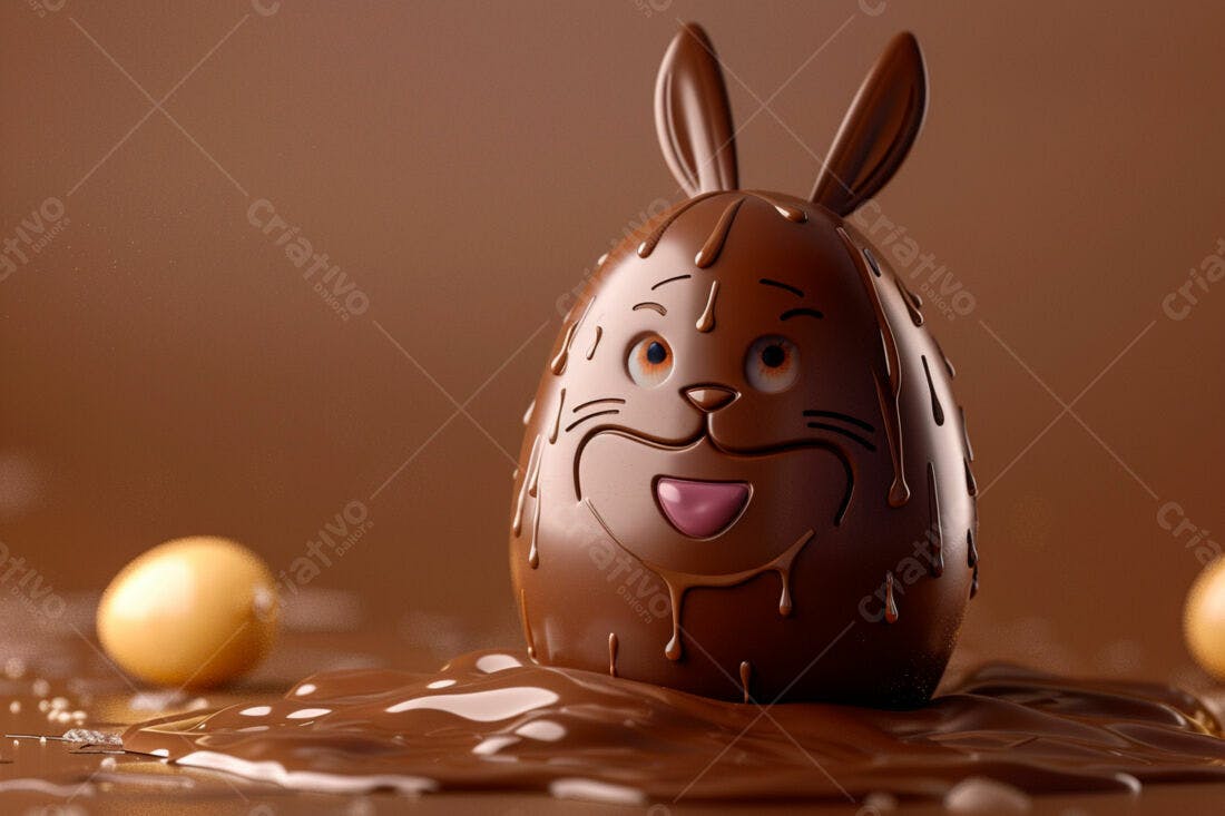 Ovo de Páscoa coelhinho chocolate derretido