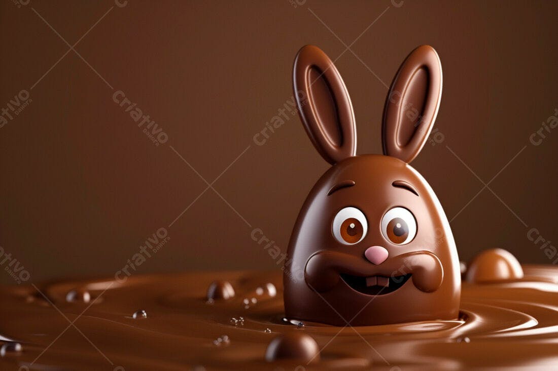 Coelho de Chocolate na Páscoa em Chocolate Derretido