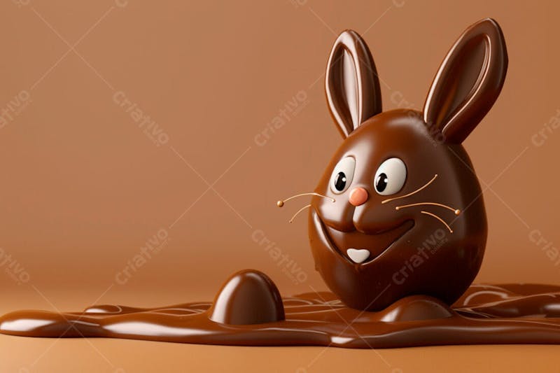 Ovo de chocolate cartoon com orelhas fofas de coelho 92