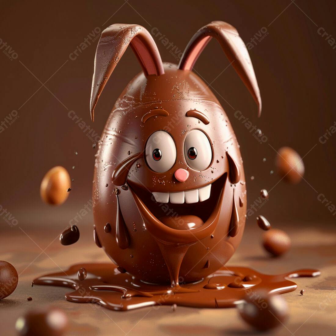Ovo de chocolate com orelhas de coelho para Páscoa