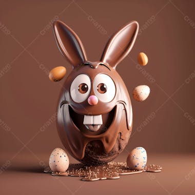 Ovo de chocolate cartoon com orelhas fofas de coelho 94