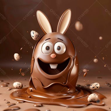 Ovo de chocolate cartoon com orelhas fofas de coelho 99