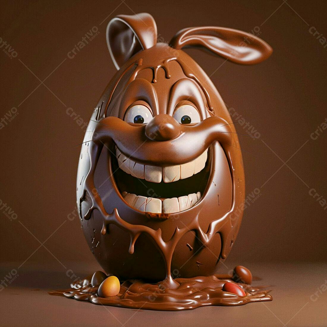 Coelho de chocolate sorrindo para Páscoa