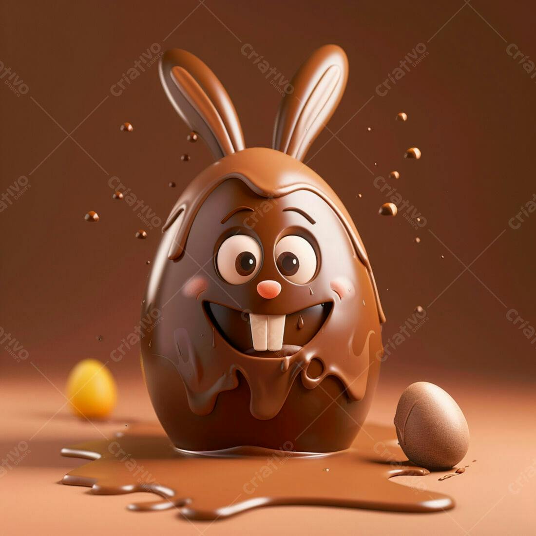 Ovo de Páscoa coelhinho de chocolate derretido