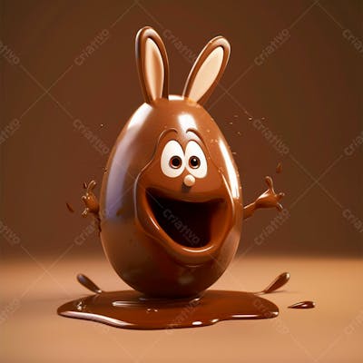 Ovo De Chocolate Cartoon Com Orelhas Fofas De Coelho 103