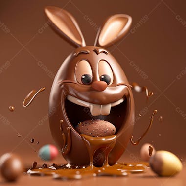 Ovo de chocolate cartoon com orelhas fofas de coelho 106