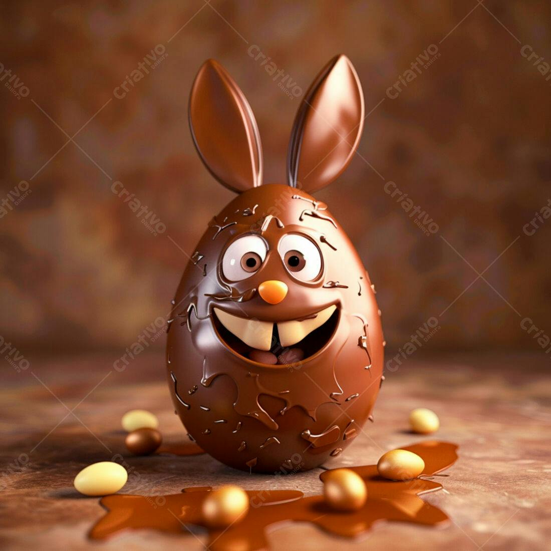 Ovo de Páscoa de chocolate em formato de coelho