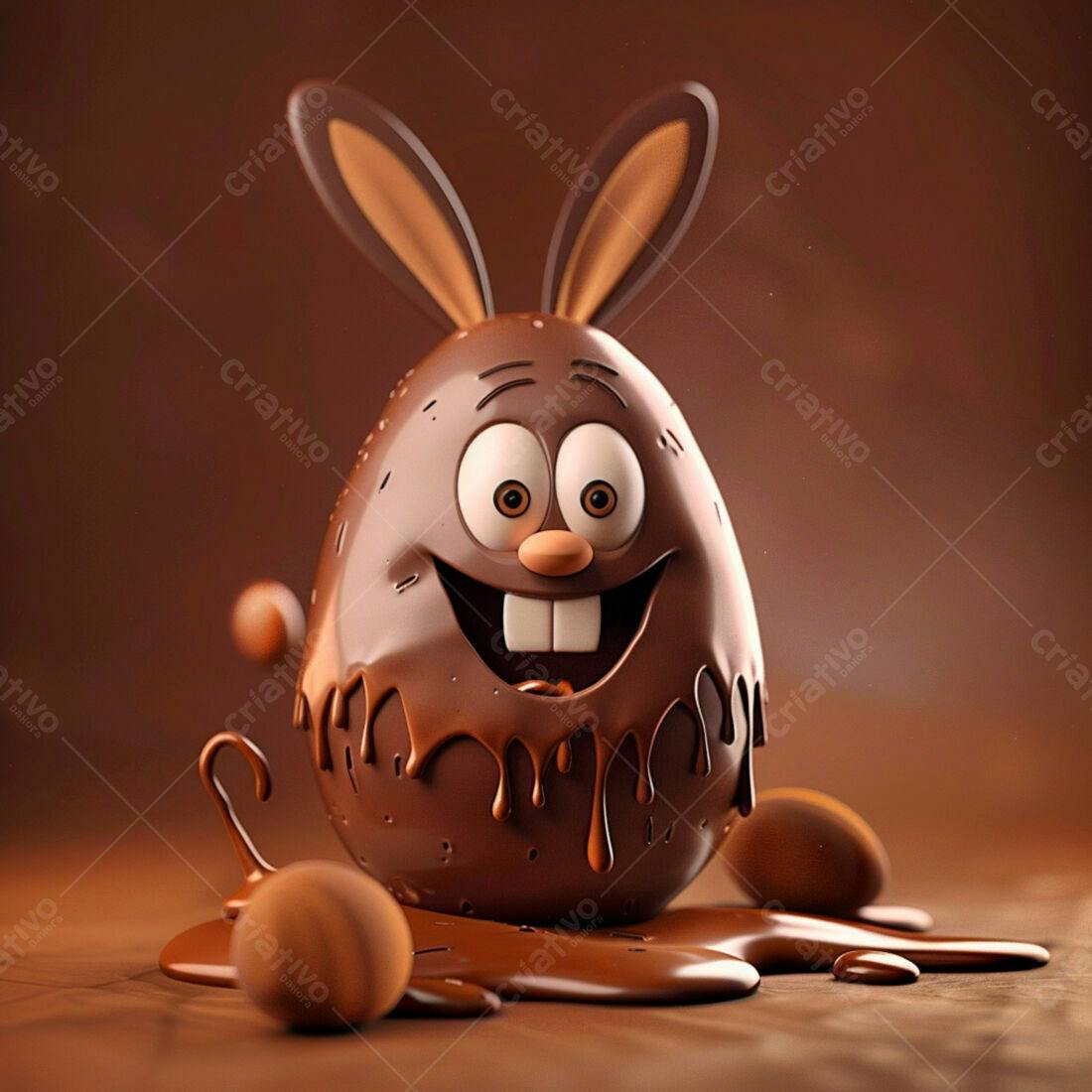 Ovo de Páscoa de chocolate com orelhas de coelho