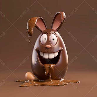 Ovo de chocolate cartoon com orelhas fofas de coelho 110