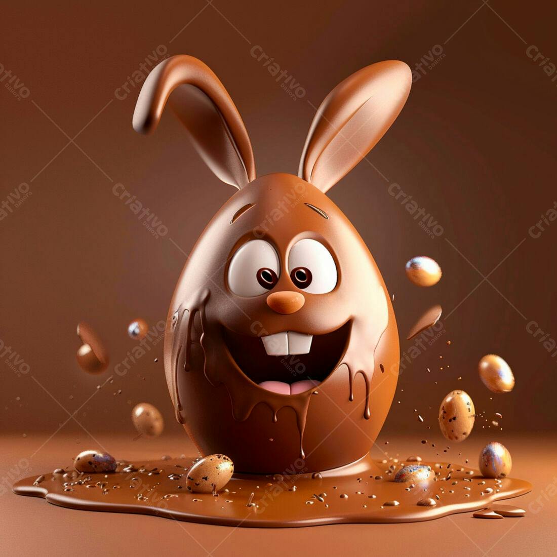 Ovo de Páscoa de Chocolate com orelhas de coelho