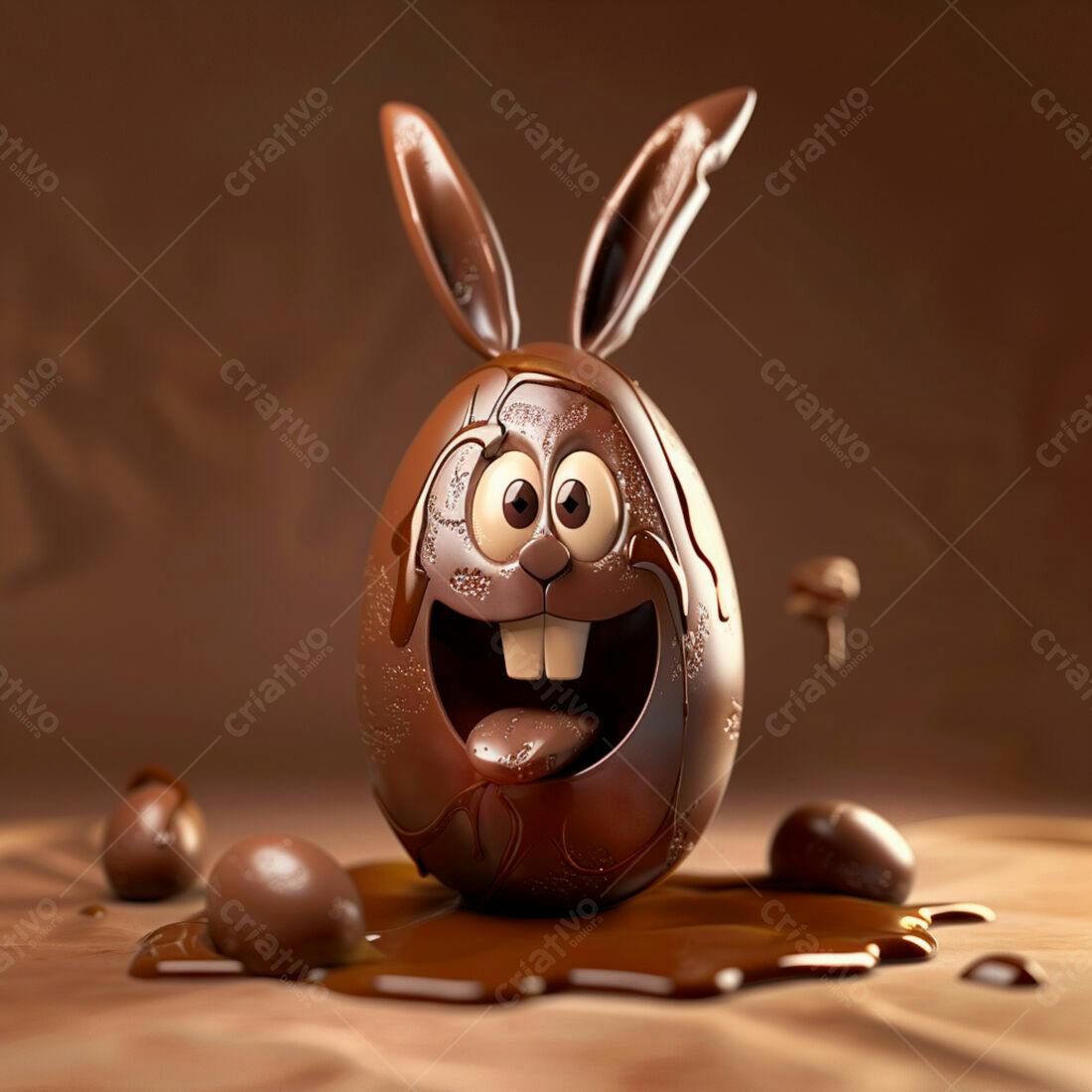 Ovo de Páscoa de chocolate em formato de coelho