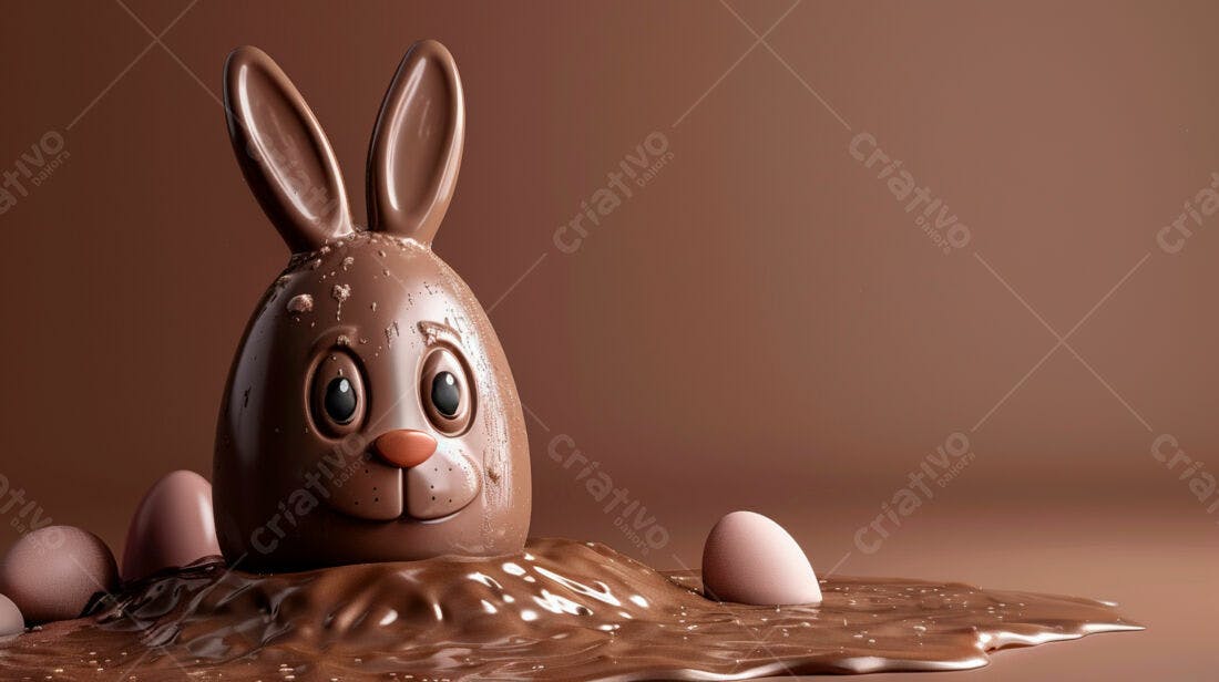 Coelho de Chocolate na Páscoa em calda
