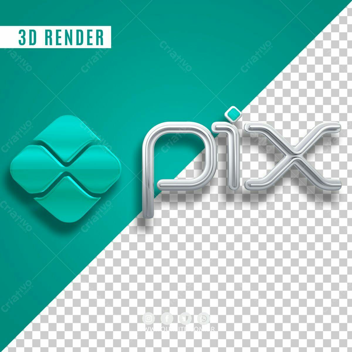 Logo Pix PSD Editável para Redes Sociais