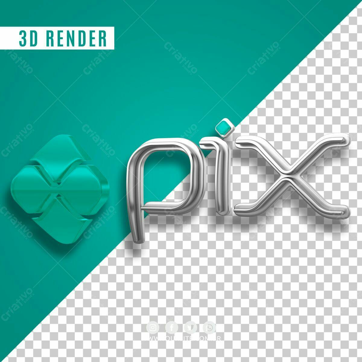 Logo 3D Metálica PSD Editável