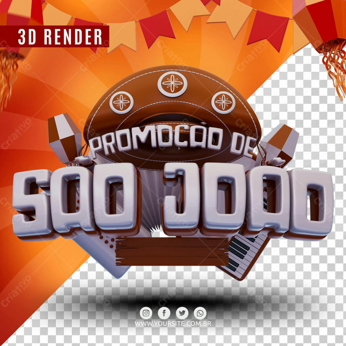 Selo 3D promocional marrom e branco Festa Junina